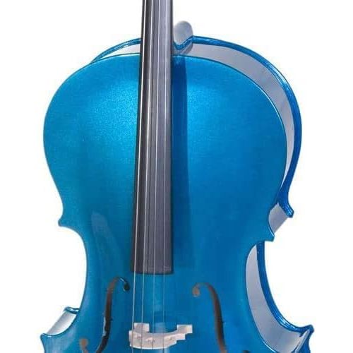  Mendini By Cecilio Cello - Musical Instrument For Kids & Adults - Cellos Kit w/Bow, Stand, Bag - Stringed Music Instruments For Students (Full Size, Blue)