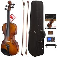 CVN-300 Solidwood Ebony Fitted Violin with D'Addario Prelude Strings, Size 3/4