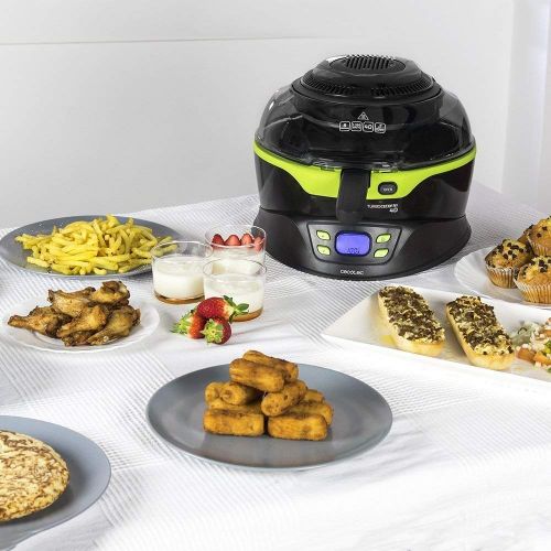  Cecotec Turbo Cecofry 4D, OElfreie Fritteuse, 1350 W Leistung, Fassungsvermoegen 3 Liter, Material Kunststoff, 8 Menues, gruen/schwarz