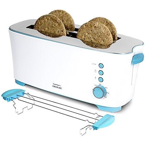  Cecotec Toast&Taste 2L Toaster. 7 Leistungsstufen, 4 Toasts, 3 Funktionen (Toasten, Aufwarmen, Auftauen), Inkl. Broetchenaufsatz, Kruemelschublade, 1350 W.