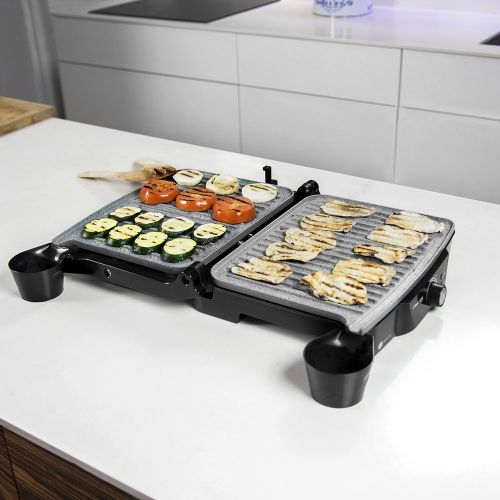  Panini Grill, Electric Grill, Iron and Toasted Sandwich Maker Stone-Coated Rock Stone. 2000W and Finish 29,7x 23.5cm, 180° and Grill 2000Cecotec.