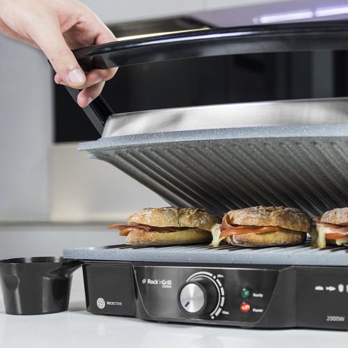  Panini Grill, Electric Grill, Iron and Toasted Sandwich Maker Stone-Coated Rock Stone. 2000W and Finish 29,7x 23.5cm, 180° and Grill 2000Cecotec.