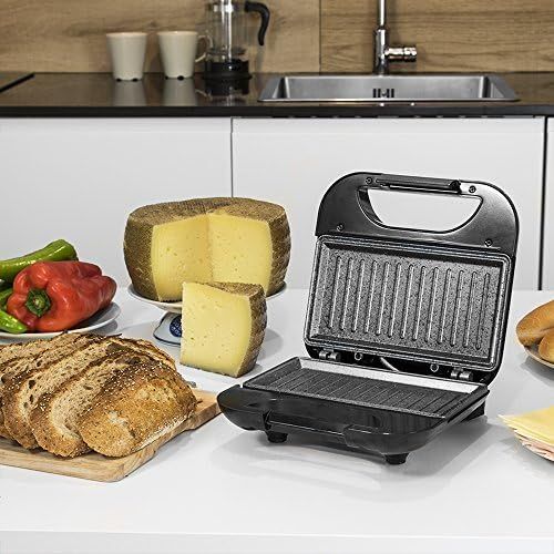  Cecotec Toast Grillflache.Sandwichmaker mit Antihaftbeschichtung, Kapazitat fuer 2 Sandwiches, Grillflache, Cold Touch-Griff, Cable Retriever, 750 W.