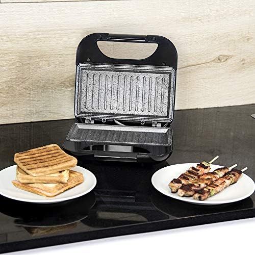  Cecotec Toast Grillflache.Sandwichmaker mit Antihaftbeschichtung, Kapazitat fuer 2 Sandwiches, Grillflache, Cold Touch-Griff, Cable Retriever, 750 W.