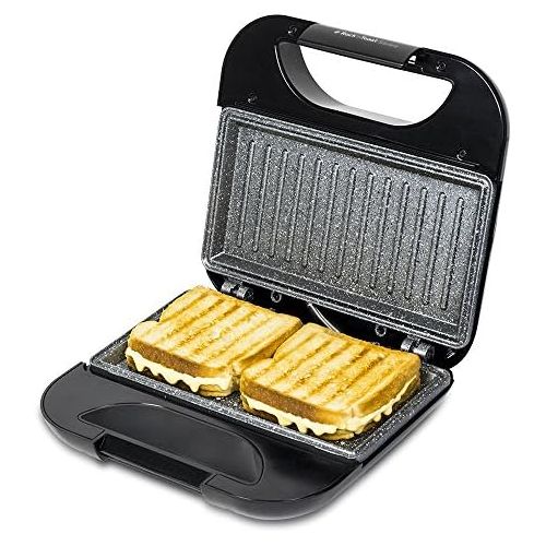  Cecotec Toast Grillflache.Sandwichmaker mit Antihaftbeschichtung, Kapazitat fuer 2 Sandwiches, Grillflache, Cold Touch-Griff, Cable Retriever, 750 W.