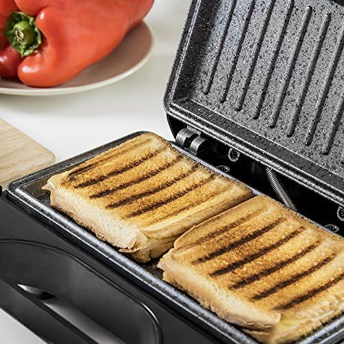  Cecotec Toast Grillflache.Sandwichmaker mit Antihaftbeschichtung, Kapazitat fuer 2 Sandwiches, Grillflache, Cold Touch-Griff, Cable Retriever, 750 W.