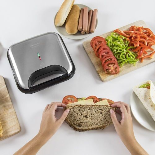  Cecotec Toast Grillflache.Sandwichmaker mit Antihaftbeschichtung, Kapazitat fuer 2 Sandwiches, Grillflache, Cold Touch-Griff, Cable Retriever, 750 W.