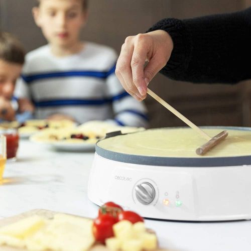  Cecotec Crepe Fun CrepeStone Twin, 1200 w Power und Antihaftbeschichtungsstein aus oekologischem Stein mit umkehrbarer Platte zur Zubereitung von Pfannkuchen oder 4 Pfannkuchen