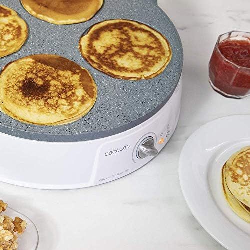  Cecotec Crepe Fun CrepeStone Twin, 1200 w Power und Antihaftbeschichtungsstein aus oekologischem Stein mit umkehrbarer Platte zur Zubereitung von Pfannkuchen oder 4 Pfannkuchen