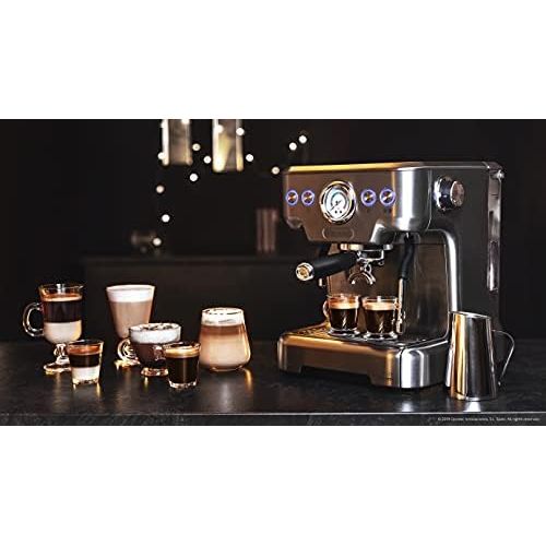  Cecotec Power Espresso 20 Barista Pro Espressomaschine 2900W Aus Rostfreiem Edelstahl TwinFilteraufsatz 1 Bis 2 Tassen 2 Heizbloecke Heisswasserduese Milchschaumduese 2,7 L Wassertank