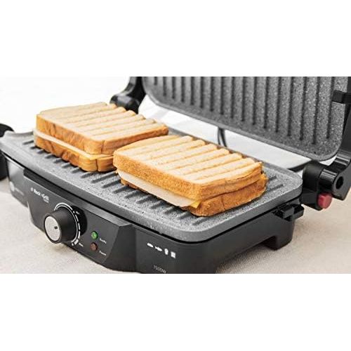  [아마존베스트]Panini Grill, Electric Grill, Iron and Toasted Sandwich Maker Stone-Coated Rock Slate, 1500Watts, 28.7x 17cm Opening 180° Rock 1500Cecotec.