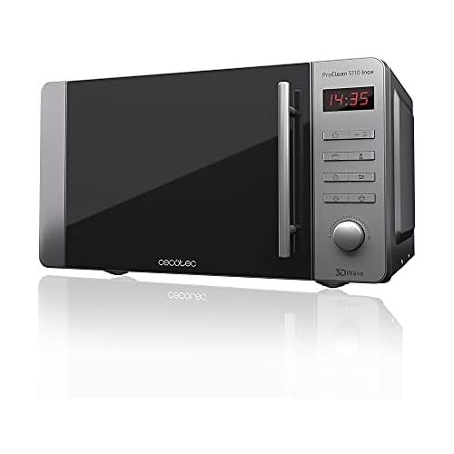  [아마존베스트]Cecotec Pro Clean 5110 Stainless Steel Microwave 700 W Grill 800 W 20 L Ready 2 Clean Coating 3D Wave Front Mirror 8 Programmes 60 Minute Timer LED Child Safety Stainless Steel in