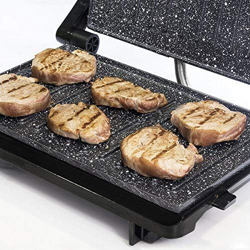  [아마존베스트]Cecotec Rockn Grill 750 Full Open RockStone Coating Maximum Non-Stick and Better Cleaning Opening 180°C Cold Touch Handle 750W