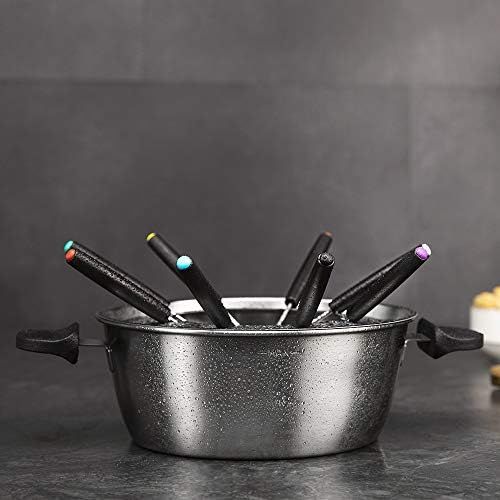  [아마존베스트]Cecotec FunGourmee Electric Fondue Stainless Steel for 8 People Adjustable Temperature 1000 W with 8 Skewers for Cheese, Chocolate and Oil