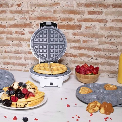  [아마존베스트]Cecotec Fun Gofrestone.RockStone Non-Stick Waffle Maker 3 Interchangeable Plates (Wafer Saloons Muffins) Dishwasher Safe 700 W