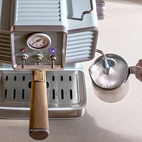  [아마존베스트]Cecotec Power Espresso 20 Tradizionale Espressomachine 1350 W 20 Bar Manometer Heizblock Kaffee Tee OEko Ohne Kapseln Milchschaumer Twin Tamper Kaffeedosierloeffel Vintage Design Ede