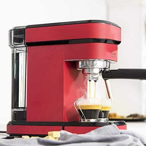  Cecotec Cafelizzia 790 White Coffee Machine for Espresso and Cappuccino, with Fast Thermal Block Heater, 20 Bar, Auto Mode for 1 and 2 Coffeees, Oriental Steamer (Red, Without Pres