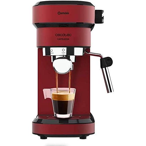  Cecotec Cafelizzia 790 White Coffee Machine for Espresso and Cappuccino, with Fast Thermal Block Heater, 20 Bar, Auto Mode for 1 and 2 Coffeees, Oriental Steamer (Red, Without Pres