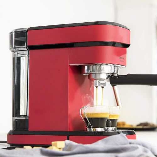  Cecotec Cafelizzia 790 White Coffee Machine for Espresso and Cappuccino, with Fast Thermal Block Heater, 20 Bar, Auto Mode for 1 and 2 Coffeees, Oriental Steamer (Red, Without Pres