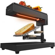 Cecotec Raclette Cheese&Grill 6000 Black Power 600 W, Grill Function, Stainless Steel, Adjustable Thermostat, 2 Wooden Spatulas, Non Stick Grill