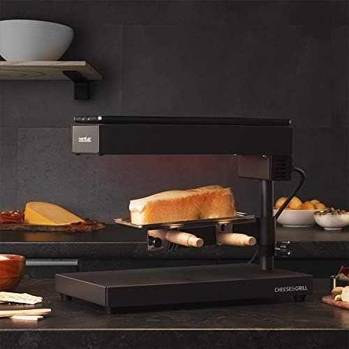  Cecotec Raclette Cheese&Grill 6000 Black Power 600 W, Grill Function, Stainless Steel, Adjustable Thermostat, 2 Wooden Spatulas, Non Stick Grill