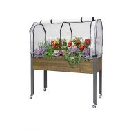 CedarCraft Elevated Spruce Planter (21” x 47” x 32H) + Greenhouse Cover & casters - Complete Raised Garden kit to Grow Tomatoes, Veggies & Herbs. Greenhouse extends Growing Season,