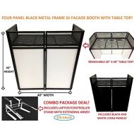 Cedarslink DJ Event Facade White/Black Scrim Metal Frame Booth + 20 x 40 Flat Table Top. Combo Deal! Includes White Laptop/Controller Stand!