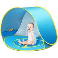 CeeKii Baby Beach Tent Pop Up Tent Portable Shade Tent UV Protection Sun Shelter with Mini Pool, Carry Bag and Detachable Shade for Toddler, Infant & Kids, 50+ UPF (Blue)