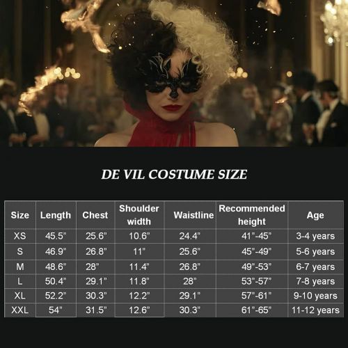  할로윈 용품Cefirature Cruella Deville Costume Kids Girls 2021 Red Dress Long Robe with Wig Masks Halloween Cosplay 3-12 Years