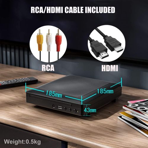  [아마존베스트]Ceihoit Mini DVD Player, DVD CD/Disc Player for TV with HDMI/AV Output, HDMI/AV Cables Included, HD 1080P Supported Built-in PAL/NTSC System USB Input