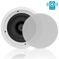 Pyle 8” Ceiling Wall Mount Speakers - Pair of 2-Way Midbass Woofer Speaker 1 Polymer Dome Tweeter Flush Design w 80Hz - 20kHz Frequency Response & 150 Watts Peak Easy Installation - Py