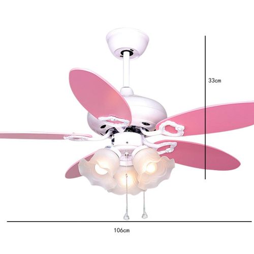  Ceiling Fans light, childrens fan light pink girl light household electric fan light restaurant chandelier bedroom pull rope light fan chandelier