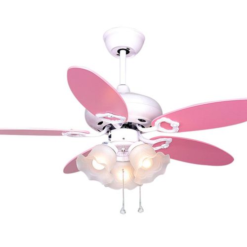  Ceiling Fans light, childrens fan light pink girl light household electric fan light restaurant chandelier bedroom pull rope light fan chandelier