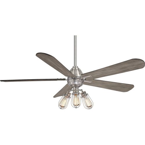  Minka-Aire F852L-BN, Alva 56 Ceiling Fan with LED Light, Brushed Nickel Finish with Seashore Grey Blades