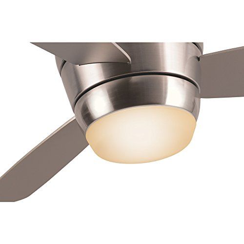  Harbor Breeze Mazon 44-in Brushed Nickel Flush Mount Indoor Ceiling Fan with Light Kit and Remote (3-Blade)