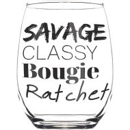 [아마존베스트]Celebrimo Savage Classy Bougie Ratchet - Stemless Wine Glass Birthday Gifts for Women - Funny Wine Glasses for Woman - Novelty Gift for Best Friend, Friends, Sister - Cute wine glasses Prese