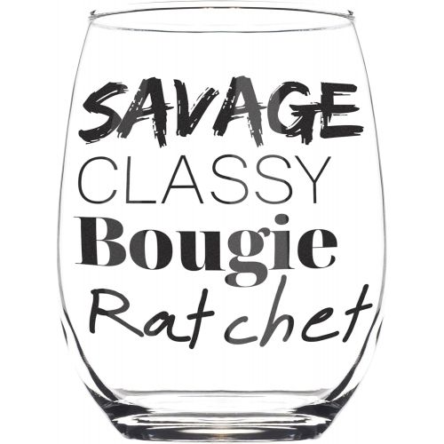  [아마존베스트]Celebrimo Savage Classy Bougie Ratchet - Stemless Wine Glass Birthday Gifts for Women - Funny Wine Glasses for Woman - Novelty Gift for Best Friend, Friends, Sister - Cute wine glasses Prese