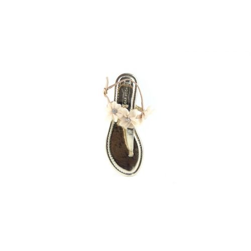  Celebrity NYC Womens Gold with flower Flat Sandals