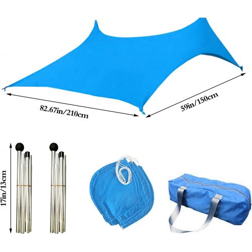  Celendi - Pop Up Beach Tent Sun Shelter UPF50+, with 2 Stability Poles, Outdoor Shade for Camping Trips, Fishing, Backyard Fun or Picnics (6.9 x 4.9 x 5.2 Ft 2 Poles, Blue)