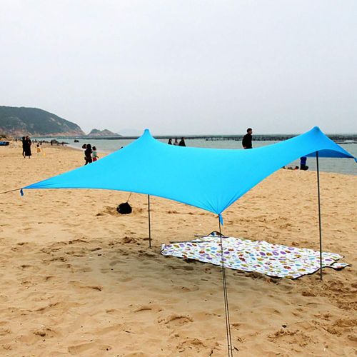  Celendi - Pop Up Beach Tent Sun Shelter UPF50+, with 2 Stability Poles, Outdoor Shade for Camping Trips, Fishing, Backyard Fun or Picnics (6.9 x 4.9 x 5.2 Ft 2 Poles, Blue)