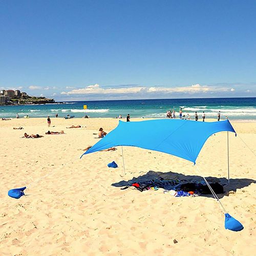  Celendi - Pop Up Beach Tent Sun Shelter UPF50+, with 2 Stability Poles, Outdoor Shade for Camping Trips, Fishing, Backyard Fun or Picnics (6.9 x 4.9 x 5.2 Ft 2 Poles, Blue)