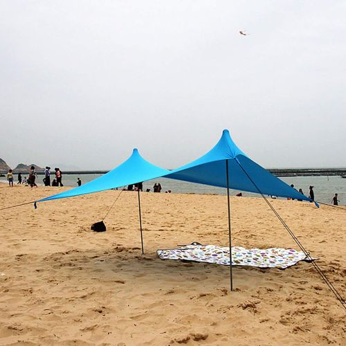  Celendi - Pop Up Beach Tent Sun Shelter UPF50+, with 2 Stability Poles, Outdoor Shade for Camping Trips, Fishing, Backyard Fun or Picnics (6.9 x 4.9 x 5.2 Ft 2 Poles, Blue)