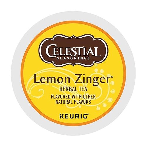  Celestial Seasonings Lemon Zinger Herbal Tea, Single-Serve Keurig K-Cup Pods, 72 Count