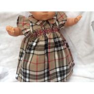 CelestineBordeaux dress has smocking in tartan, ref 19