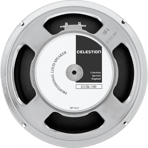  Celestion},description:The G12K-100 is Celestions premium 100W driver featuring the heaviest G12 magnet currently in use. It combines substantial power handling with exceptional se