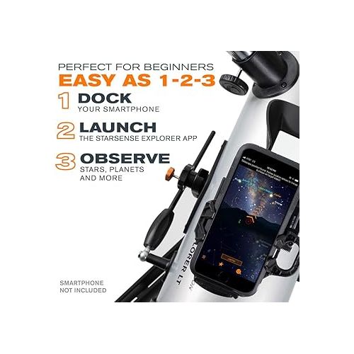 셀레스트론 Celestron - StarSense Explorer LT 114AZ Smartphone App-Enabled Telescope - Works with StarSense App to Help You Find Stars, Planets & More - 114mm Newtonian Reflector - iPhone/Android Compatible