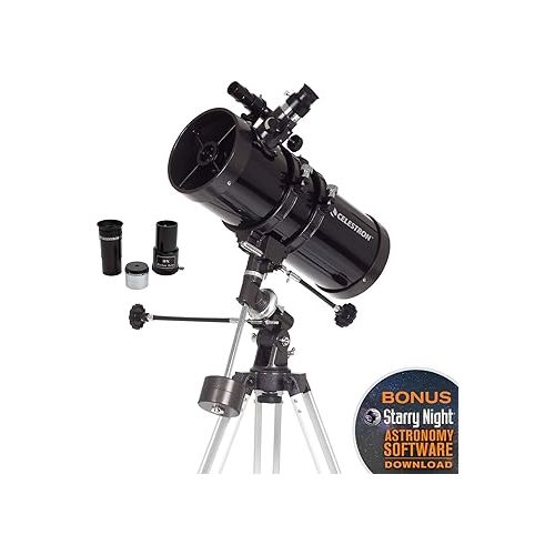 셀레스트론 Celestron - PowerSeeker 127EQ Telescope - Manual German Equatorial Telescope for Beginners - Compact and Portable - Bonus Astronomy Software Package - 127mm Aperture