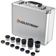 Celestron 14 Piece Telescope Accessory Kit - Plossl Eyepieces, Barlow Lens, Colored Filters, Moon Filter, and Sturdy Carry Case