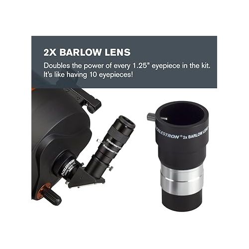 셀레스트론 Celestron 14 Piece Telescope Accessory Kit - Plossl Eyepieces, Barlow Lens, Colored Filters, Moon Filter, and Sturdy Carry Case