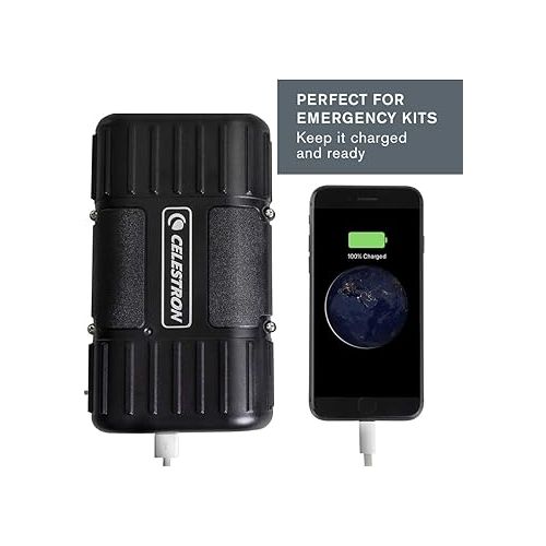 셀레스트론 Celestron - PowerTank Lithium LT Telescope Battery - Rechargeable Portable 12V Power Supply for Computerized Telescopes - 8 Hour capacity/73.3 Wh - 1 USB Ports